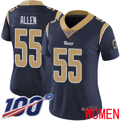 Los Angeles Rams Limited Navy Blue Women Brian Allen Home Jersey NFL Football #55 100th Season Vapor Untouchable